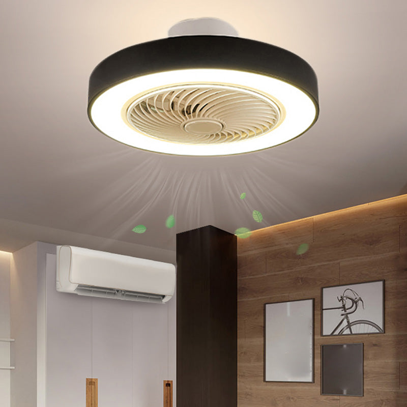 Moderne nordische LED -Makkaronendeckenvorrichtung Schmiedeeisen kreisförmige Deckenventilatoren mit Acrylschatten