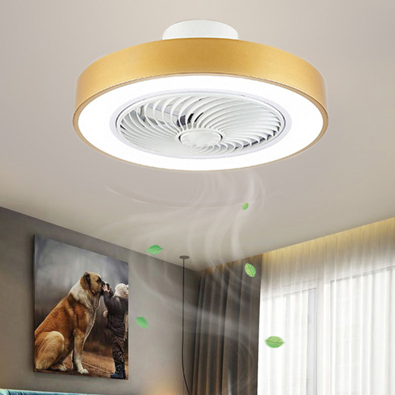 Moderne nordische LED -Makkaronendeckenvorrichtung Schmiedeeisen kreisförmige Deckenventilatoren mit Acrylschatten