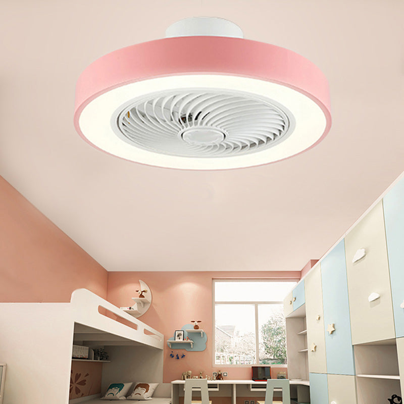 Moderne nordische LED -Makkaronendeckenvorrichtung Schmiedeeisen kreisförmige Deckenventilatoren mit Acrylschatten