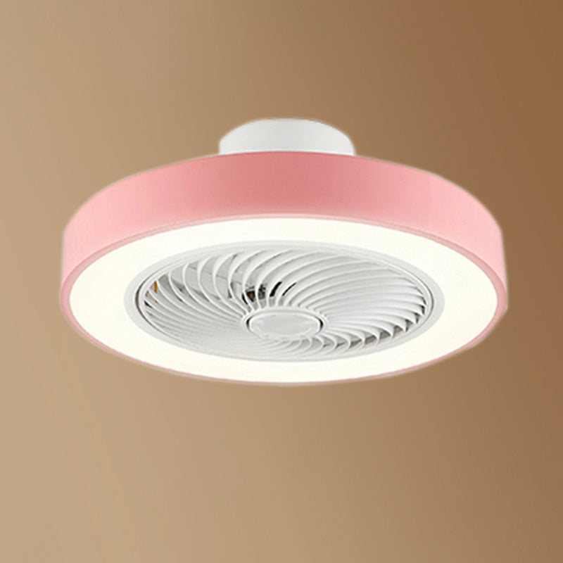 Moderne nordische LED -Makkaronendeckenvorrichtung Schmiedeeisen kreisförmige Deckenventilatoren mit Acrylschatten