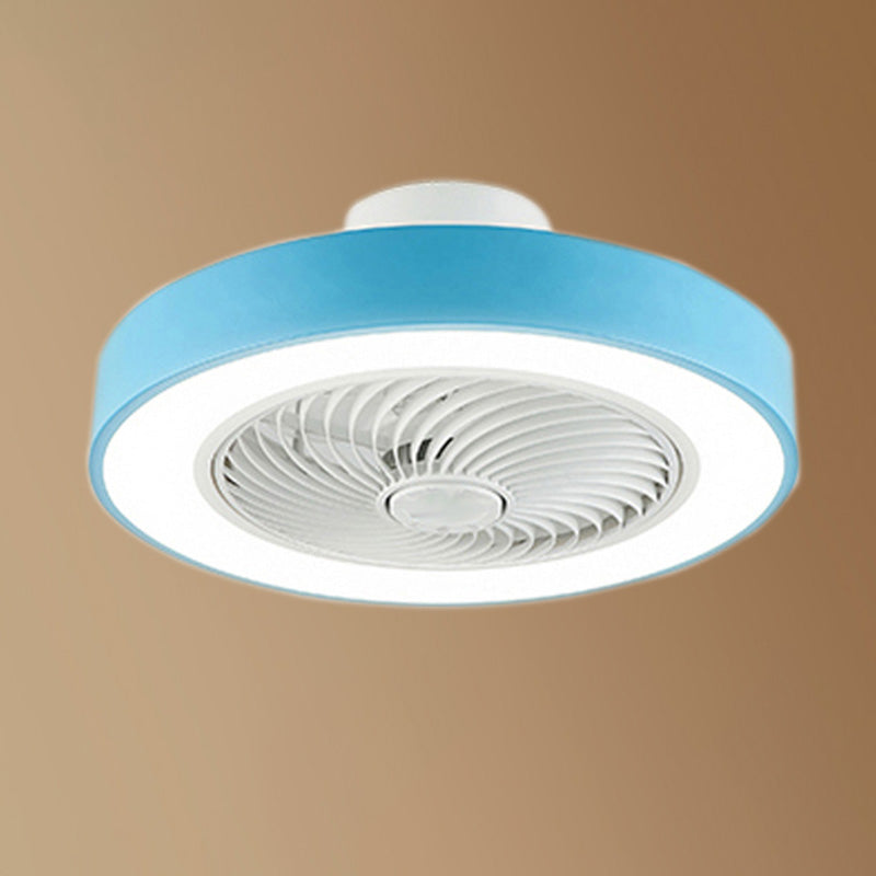 Moderne nordische LED -Makkaronendeckenvorrichtung Schmiedeeisen kreisförmige Deckenventilatoren mit Acrylschatten