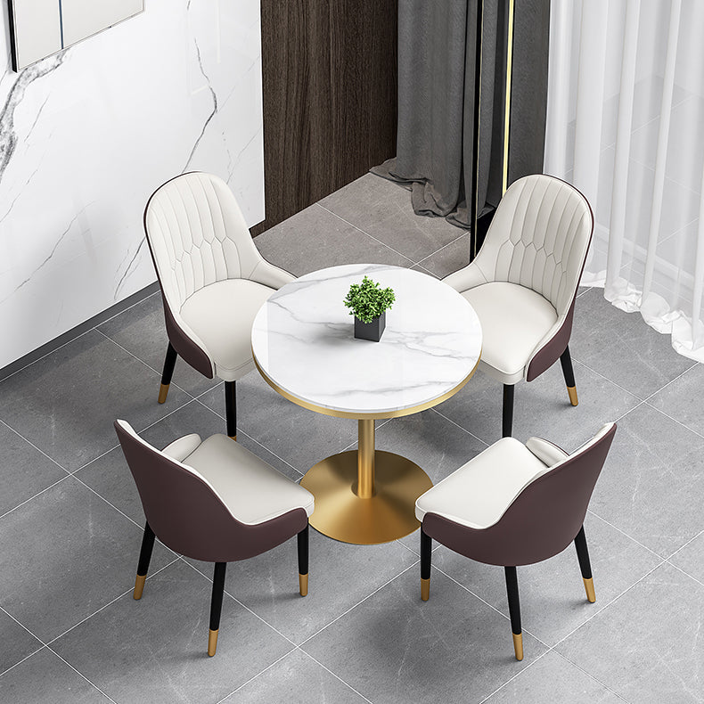 Table à manger en pierre frittée de style moderne, table ronde blanche avec base en tulipe