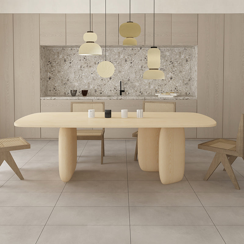 Pine Solid Wood Table Modern Rectangle Dining Table with 3 Legs for Restaurant