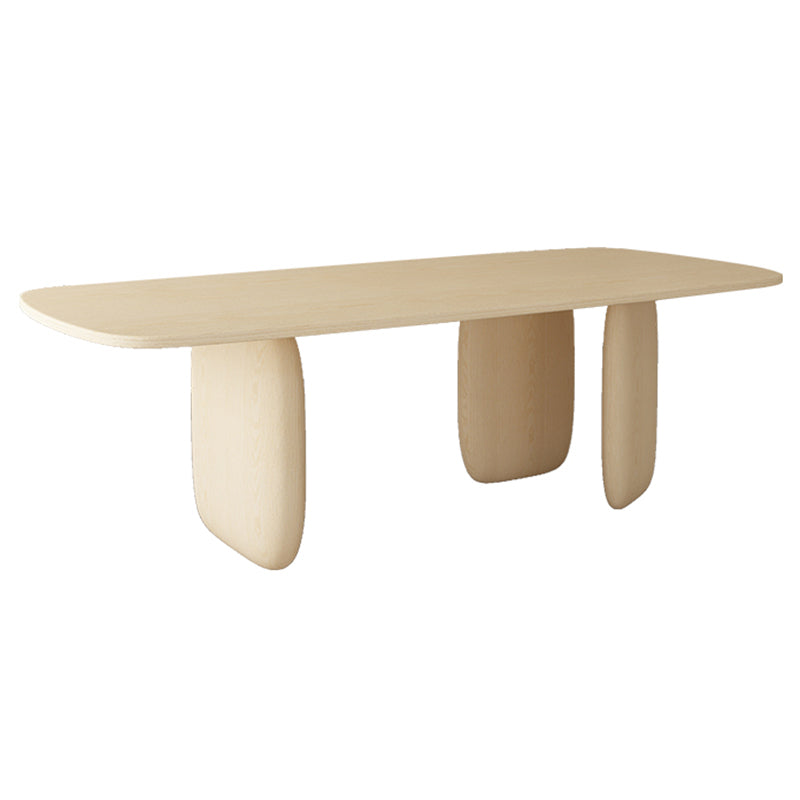 Pine Solid Wood Table Modern Rectangle Dining Table with 3 Legs for Restaurant