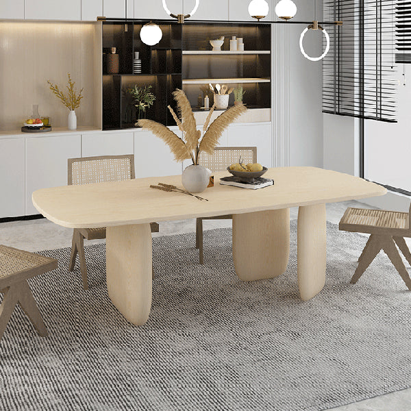 Pine Solid Wood Table Modern Rectangle Dining Table with 3 Legs for Restaurant