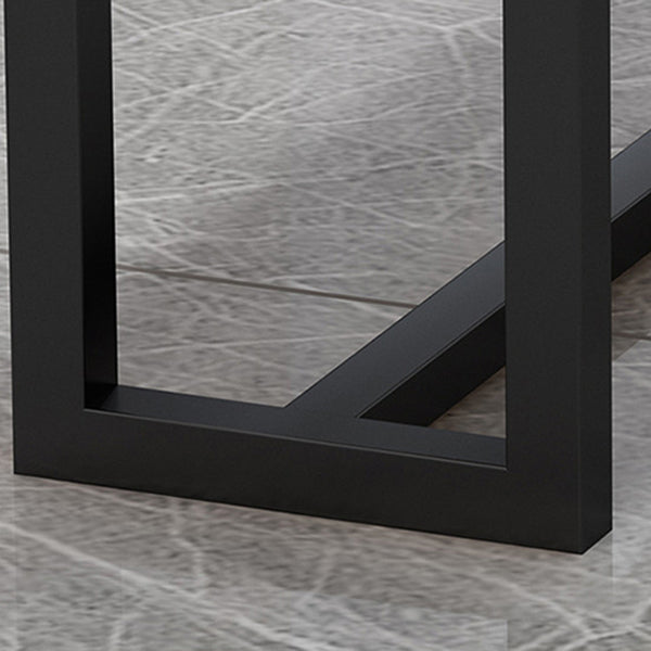 Rectangle Dining Table Simplicity Dinner Room Solid Wood Table with Metallic Base