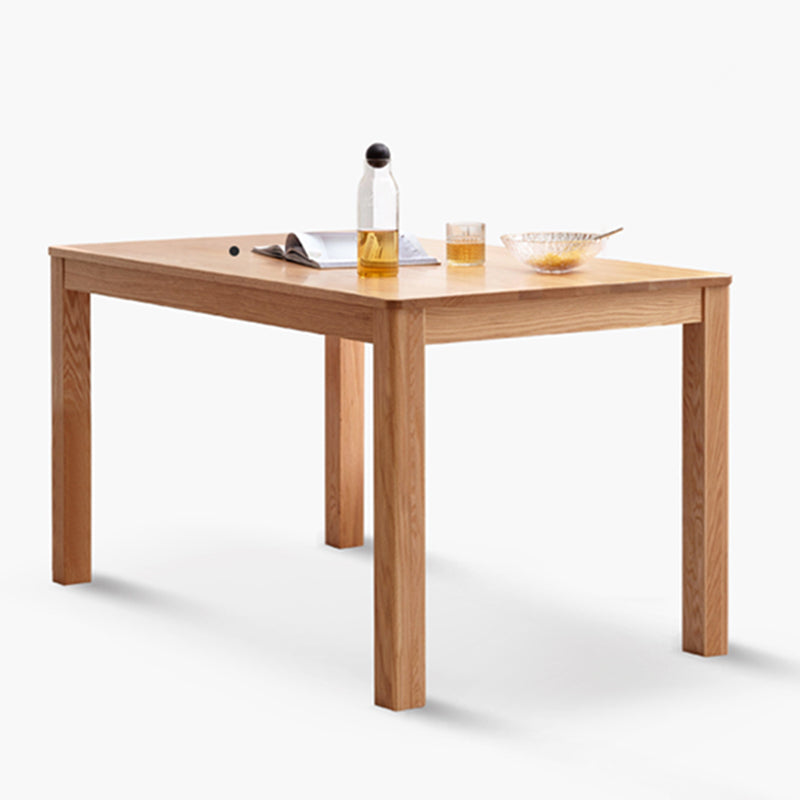 Table à manger en bois massif en chêne rectangle avec 4 jambes pour restaurant