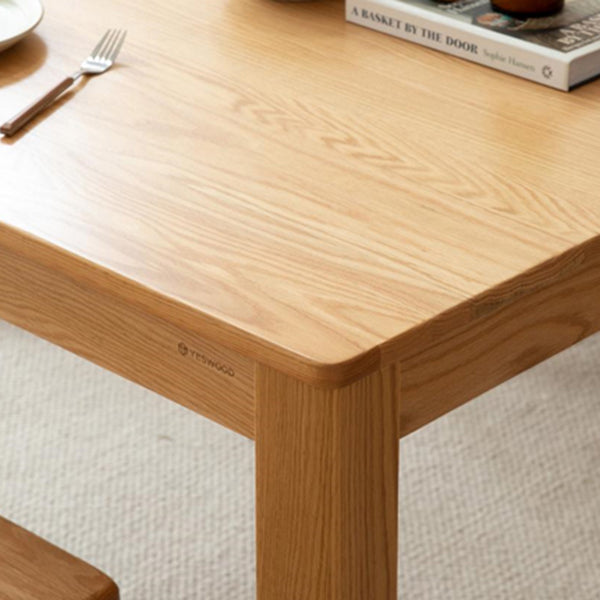 Table à manger en bois massif en chêne rectangle avec 4 jambes pour restaurant