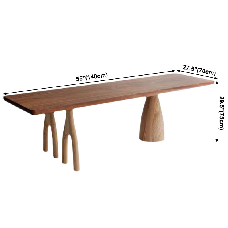 Rectangle Pine Solid Wood Table Modern Dining Table with 3 Legs for Restaurant