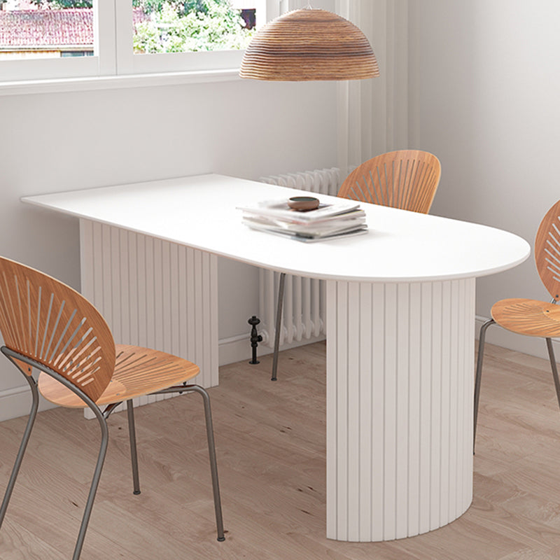 Contemporary Dining Table Pine Solid Wood Table with Double Pedestal for Home Kitchen Dinner
