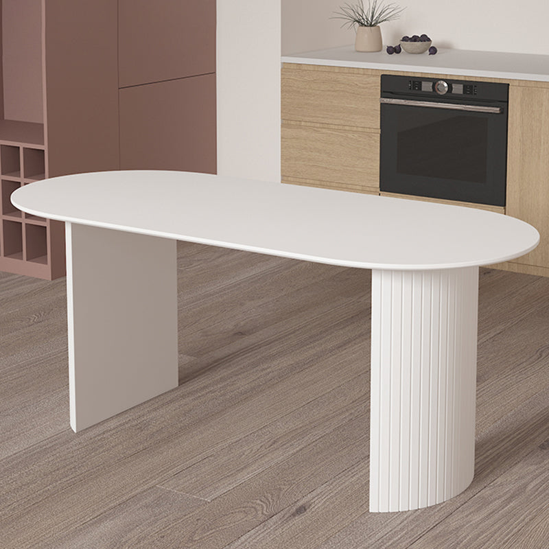 Contemporary Dining Table Pine Solid Wood Table with Double Pedestal for Home Kitchen Dinner