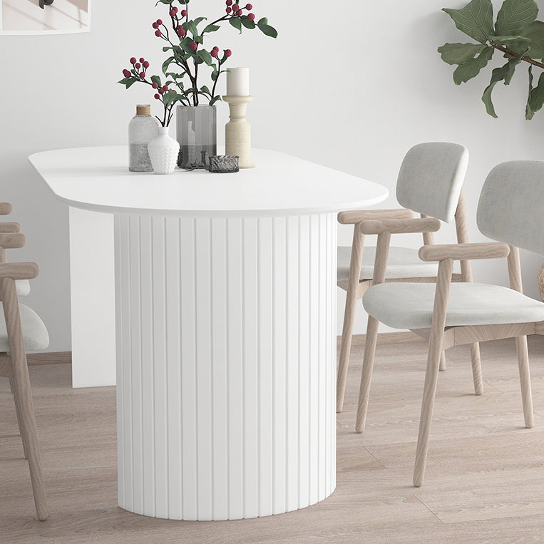 Contemporary Dining Table Pine Solid Wood Table with Double Pedestal for Home Kitchen Dinner