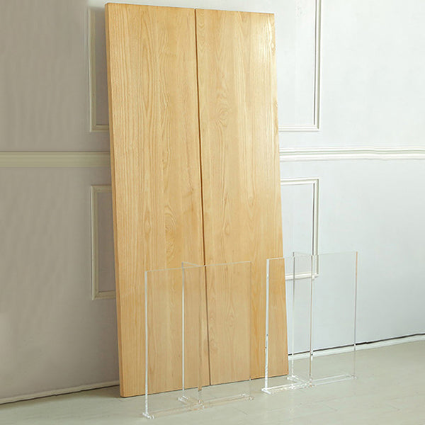 Mesa de comedor de madera de casas simples Mesa de comedor de forma rectangular con base de plástico doble