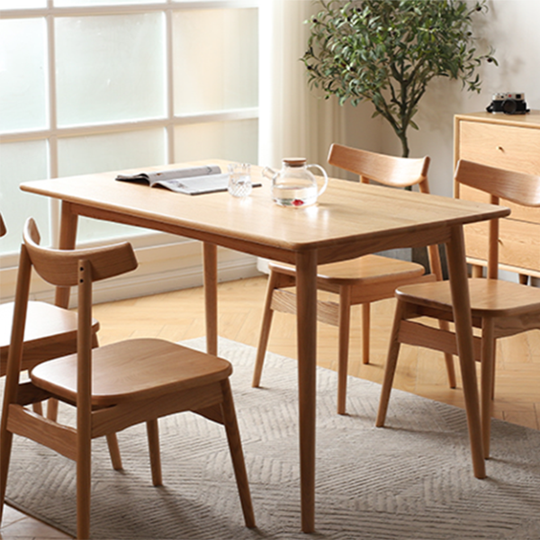 Zeitgenössischer Rechteck Esstisch Massives Holz Tisch mit 4 Bein zum Abendessen in der Küche zu Hause
