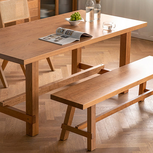 Rectangle Table Dining Table Simplicity Dinner Room Solid Wood Table with 4 Legs Base
