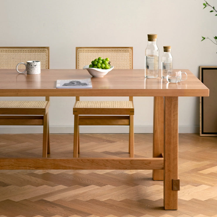 Rectangle Table Dining Table Simplicity Dinner Room Solid Wood Table with 4 Legs Base