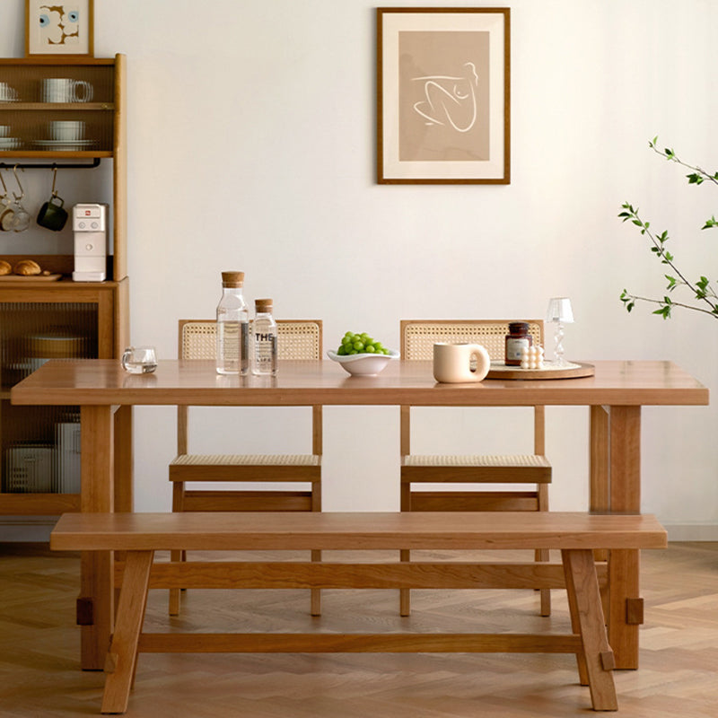 Rectangle Table Dining Table Simplicity Dinner Room Solid Wood Table with 4 Legs Base
