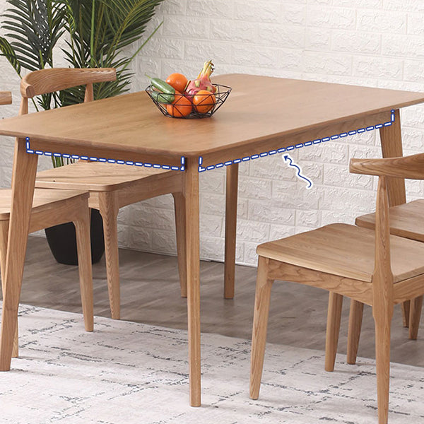 Table à manger rectangulaire contemporain table en bois massif en chêne avec 4 jambes pour le dîner de cuisine à la maison