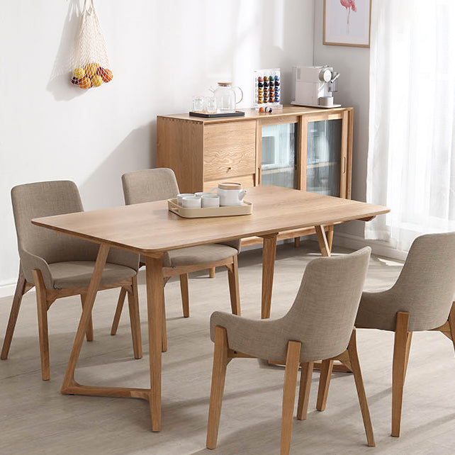 Tavolo da pranzo rettangolo contemporaneo tavolo in legno massiccio di quercia con doppio piedistallo