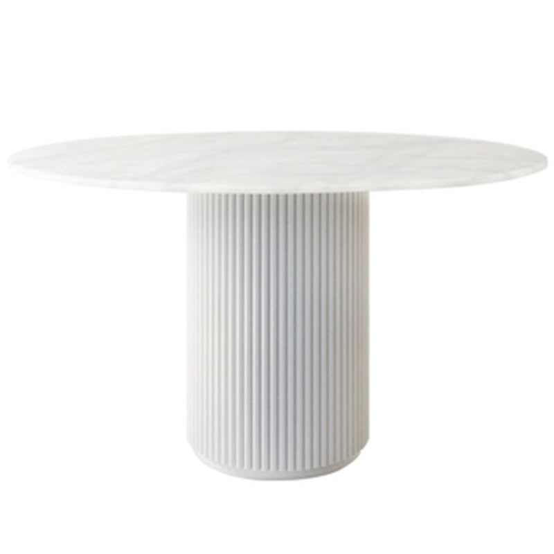 Mesa de comedor redonda contemporánea mesa de madera maciza con base de pedestal