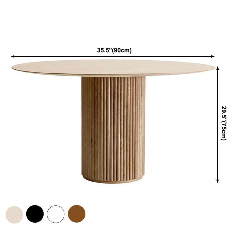 Mesa de comedor redonda contemporánea mesa de madera maciza con base de pedestal
