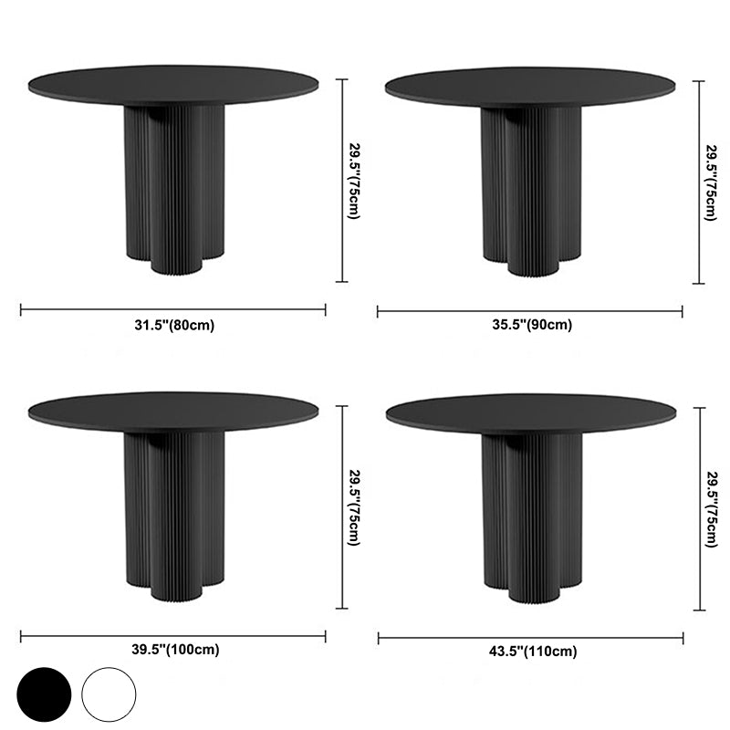 Round Shape Two-Color Dining Table Sintered Stone Table Contemporary with 3 Legs