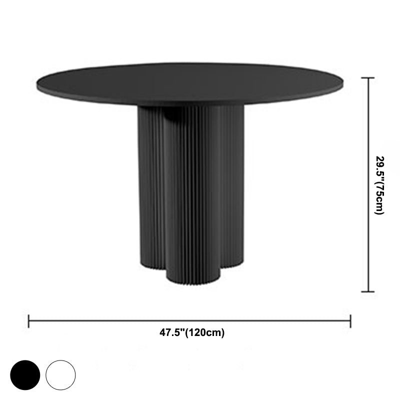 Round Shape Two-Color Dining Table Sintered Stone Table Contemporary with 3 Legs
