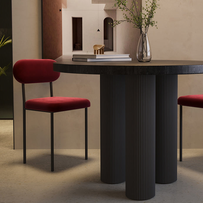 Round Shape Two-Color Dining Table Sintered Stone Table Contemporary with 3 Legs