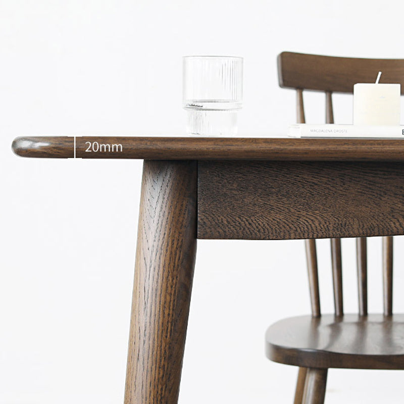 Mesa de comedor de madera sólida de 54 "L 4 Piernas Mesa de forma del rectángulo base en estilo moderno