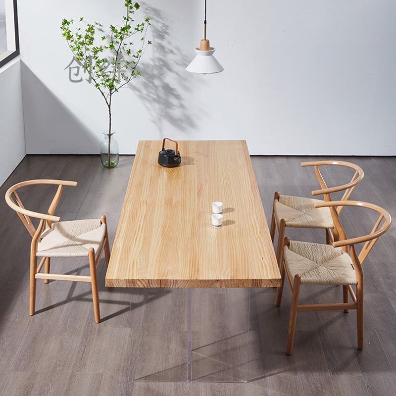 Minimalists Rectangle Khaki Dining Table Solid Wood Standard Dining Table for Kitchen