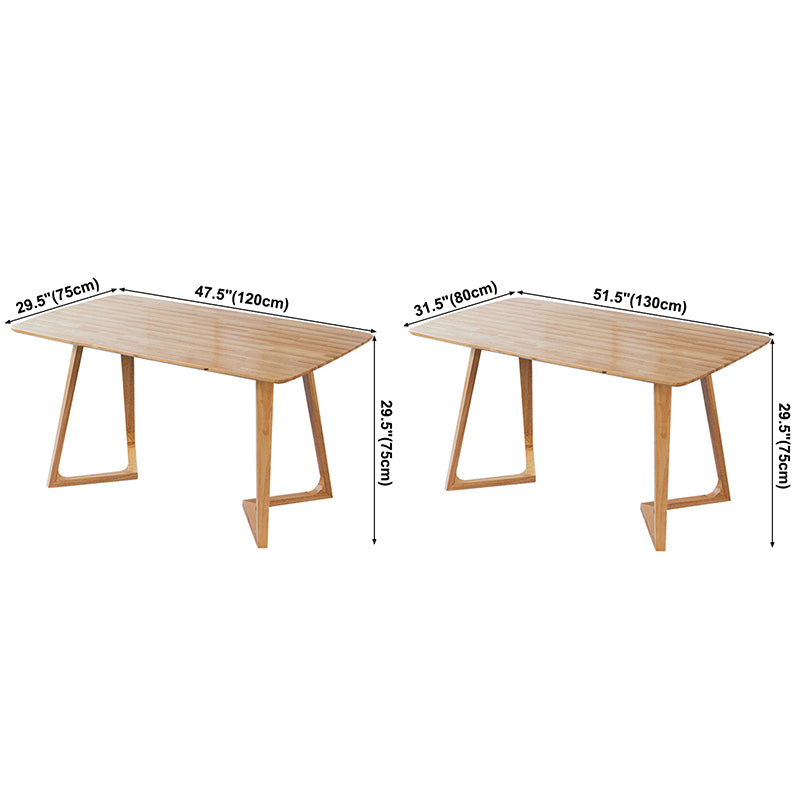 Contemporary Rectangle Dining Table Rubberwood Solid Wood Table with Double Pedestal
