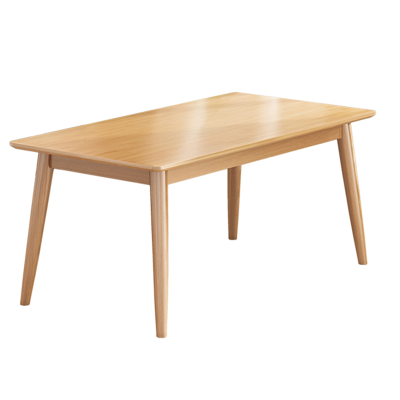 Rectangle 4 Legs Modern Dining Table Wood Color Fixed Table of Solid Wood