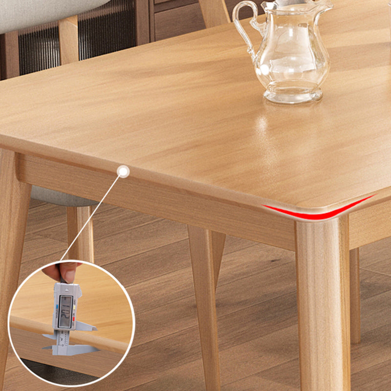 Rectangle 4 Legs Modern Dining Table Wood Color Fixed Table of Solid Wood
