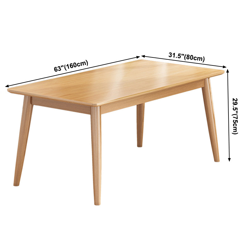 Rectangle 4 Legs Modern Dining Table Wood Color Fixed Table of Solid Wood