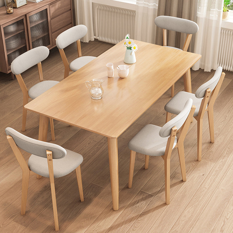 Rectangle 4 Legs Modern Dining Table Wood Color Fixed Table of Solid Wood