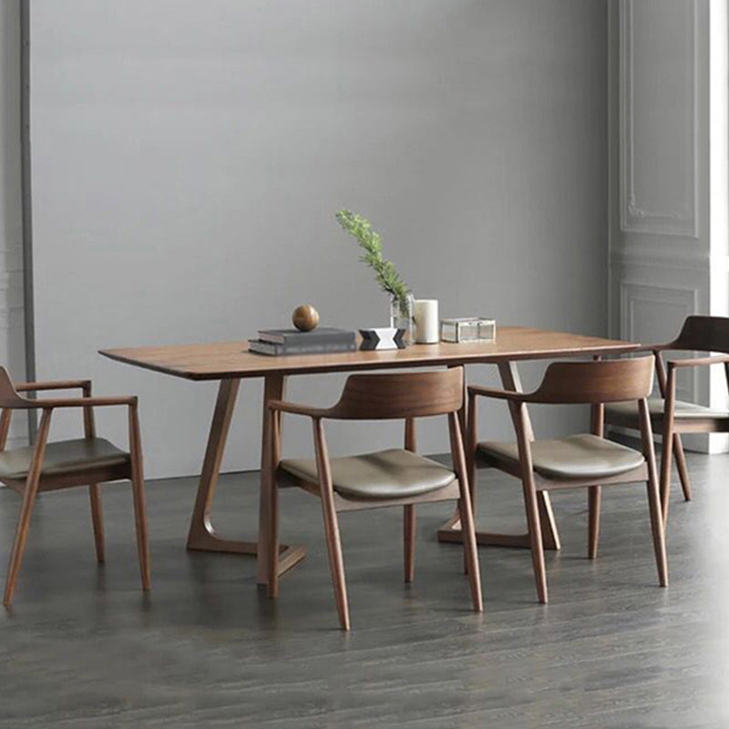 Contemporary Kitchen Standard Dining Table Solid Wood Rectangle Dining Table in Brown