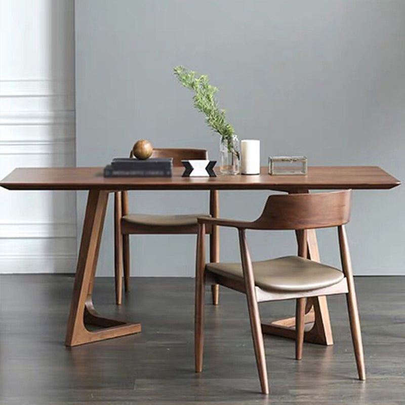 Contemporary Kitchen Standard Dining Table Solid Wood Rectangle Dining Table in Brown
