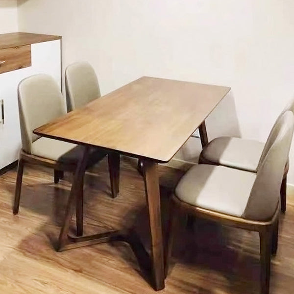 Contemporary Kitchen Standard Dining Table Solid Wood Rectangle Dining Table in Brown