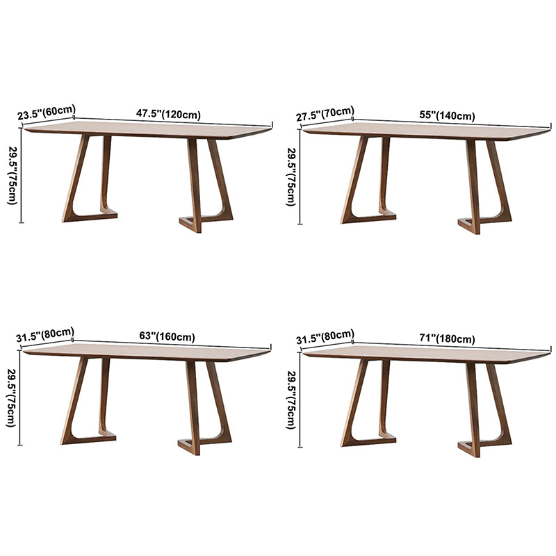 Contemporary Kitchen Standard Dining Table Solid Wood Rectangle Dining Table in Brown
