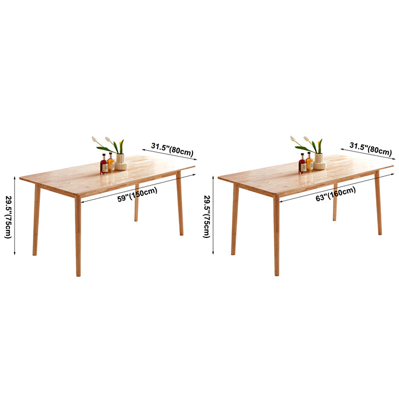 Mesa de comedor rectangular de color madera, mesa de madera maciza contemporánea con 4 patas