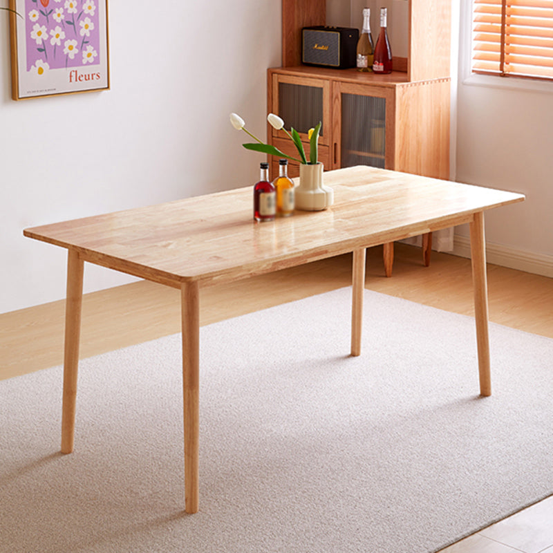 Mesa de comedor rectangular de color madera, mesa de madera maciza contemporánea con 4 patas