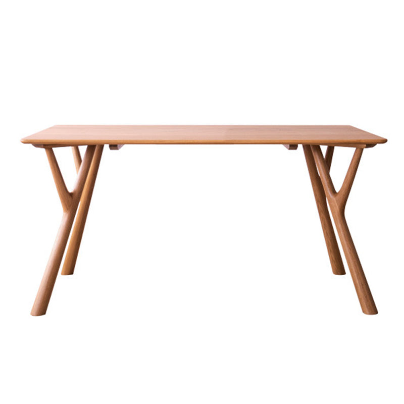 Mesa de comedor rectangular contemporánea, mesa de madera maciza con 4 patas para la cena de la cocina casera