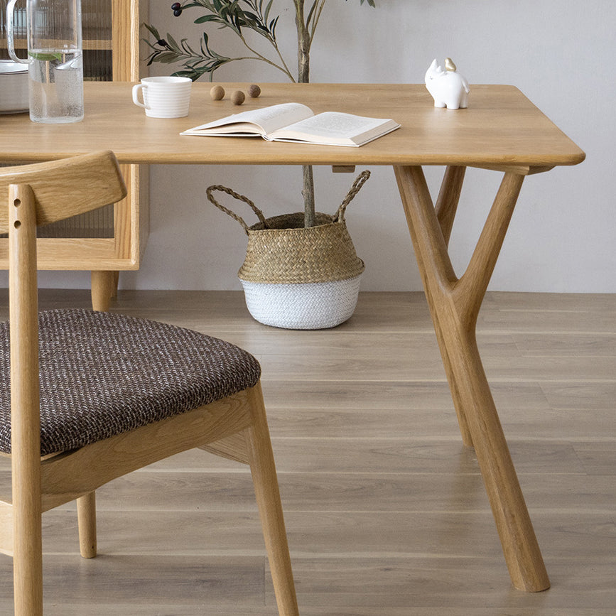 Mesa de comedor rectangular contemporánea, mesa de madera maciza con 4 patas para la cena de la cocina casera