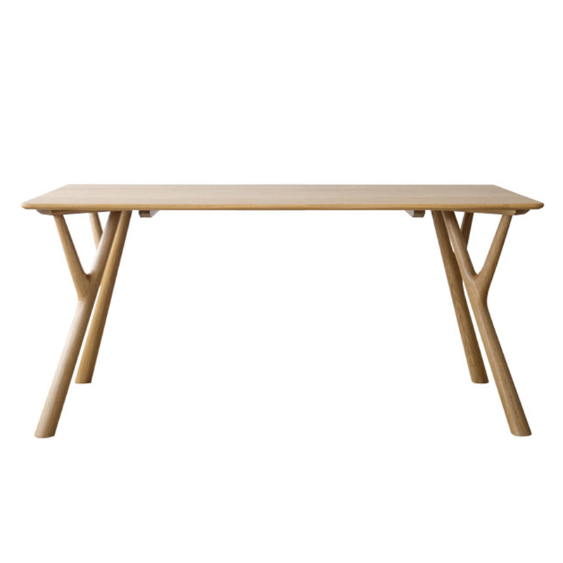 Mesa de comedor rectangular contemporánea, mesa de madera maciza con 4 patas para la cena de la cocina casera