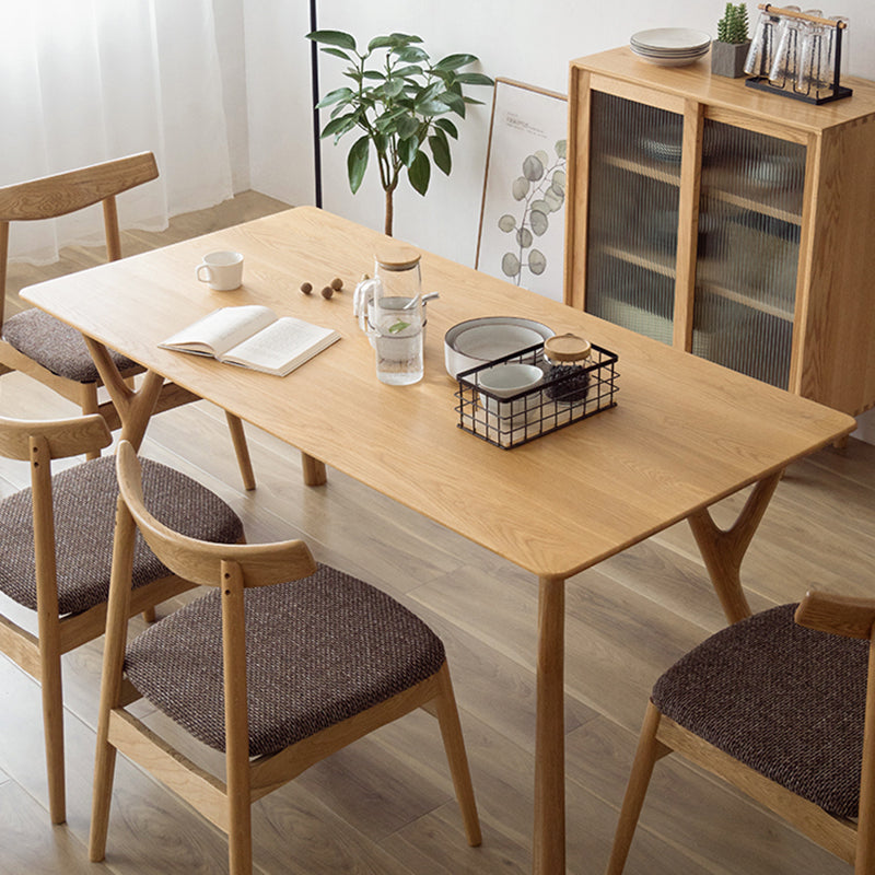Mesa de comedor rectangular contemporánea, mesa de madera maciza con 4 patas para la cena de la cocina casera