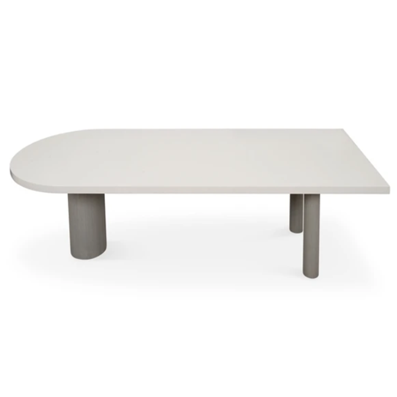 Irregular Pine Solid Wood Dining Table Modern White Top Island Table with 3 Legs