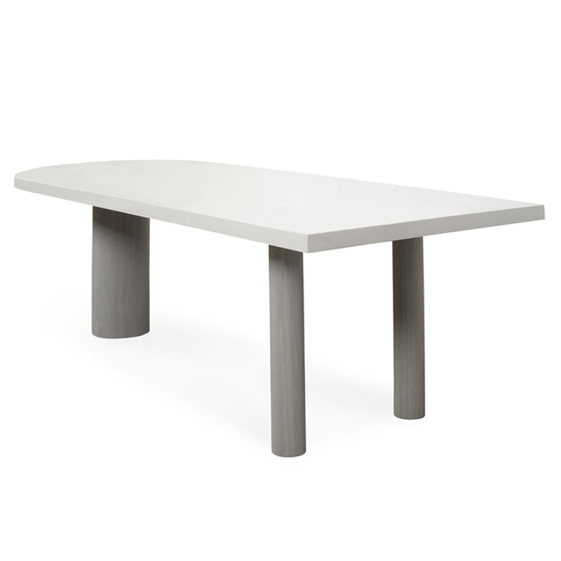 Irregular Pine Solid Wood Dining Table Modern White Top Island Table with 3 Legs