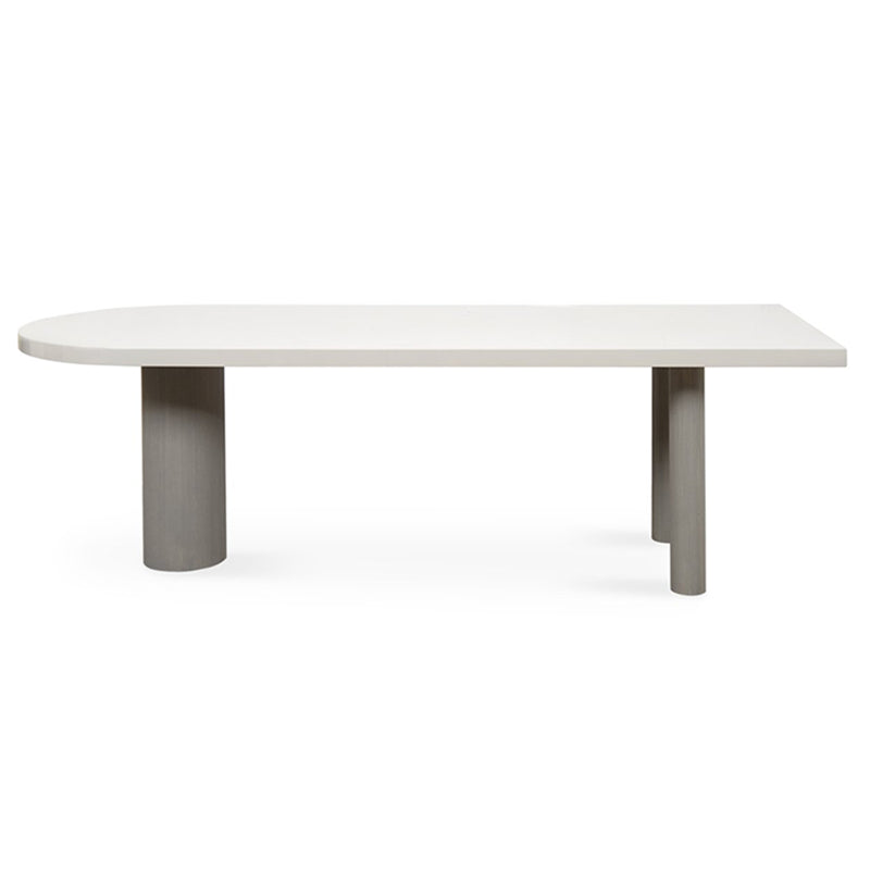 Irregular Pine Solid Wood Dining Table Modern White Top Island Table with 3 Legs