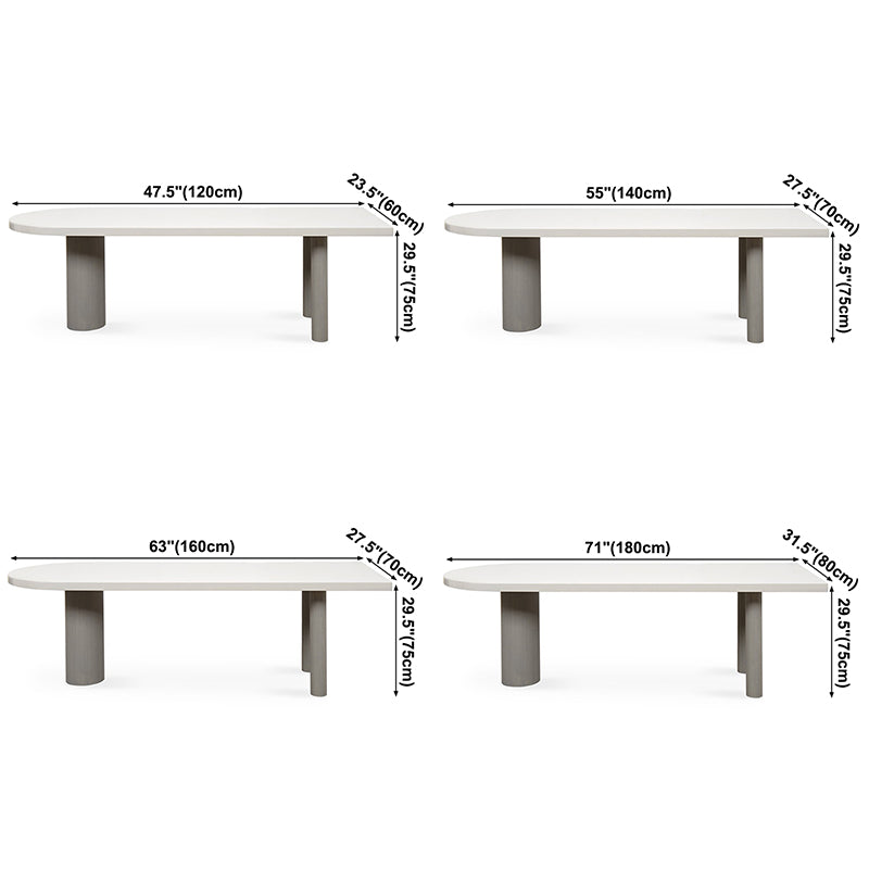 Irregular Pine Solid Wood Dining Table Modern White Top Island Table with 3 Legs
