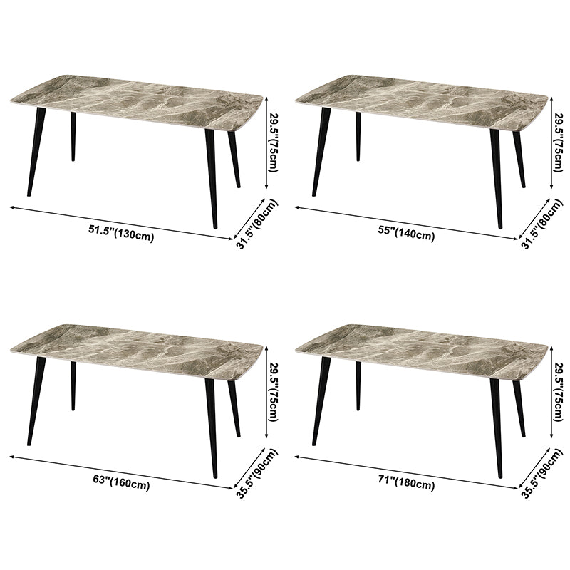 Metal Modern Rectangle Dining Table Sintered Stone Dining Table for Kitchen and Dining Room